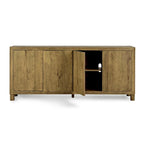 Natural / Light Brown 4-Door Oak Buffet Sideboard, 80"W × 22"D × 33"H, Single