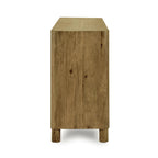 Natural / Light Brown 4-Door Oak Buffet Sideboard, 80"W × 22"D × 33"H, Single