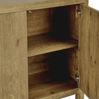 Natural / Light Brown 4-Door Oak Buffet Sideboard, 80"W × 22"D × 33"H, Single
