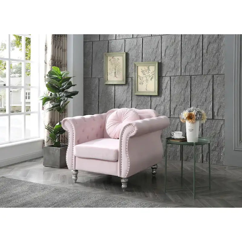 Green / Dark Gray / Navy Blue / Pink / Black / Burgundy / Ivory Velvet Club Chair – Single