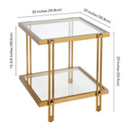 Brass / Blackened Bronze / Brass Walnut Geometric Steel & Glass Side Table – 1-Person