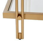 Brass / Blackened Bronze / Brass Walnut Geometric Steel & Glass Side Table – 1-Person