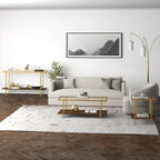 Brass / Blackened Bronze / Brass Walnut Geometric Steel & Glass Side Table – 1-Person
