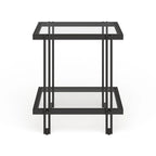 Brass / Blackened Bronze / Brass Walnut Geometric Steel & Glass Side Table – 1-Person