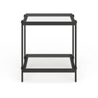 Brass / Blackened Bronze / Brass Walnut Geometric Steel & Glass Side Table – 1-Person