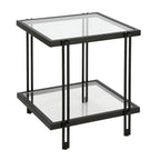 Brass / Blackened Bronze / Brass Walnut Geometric Steel & Glass Side Table – 1-Person