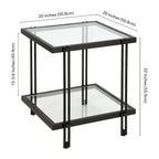 Brass / Blackened Bronze / Brass Walnut Geometric Steel & Glass Side Table – 1-Person