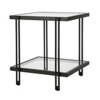 Brass / Blackened Bronze / Brass Walnut Geometric Steel & Glass Side Table – 1-Person