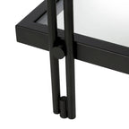 Brass / Blackened Bronze / Brass Walnut Geometric Steel & Glass Side Table – 1-Person