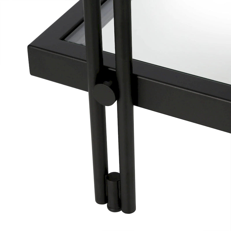 Brass / Blackened Bronze / Brass Walnut Geometric Steel & Glass Side Table – 1-Person
