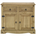 Gray Wash / Antique Brown Pine Wood Buffet Sideboard, 1-Person Assembly