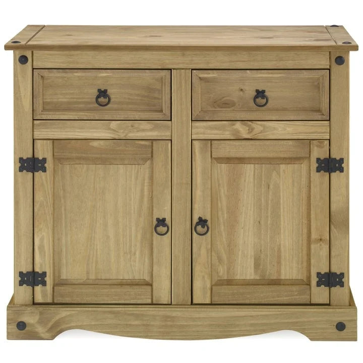 Gray Wash / Antique Brown Pine Wood Buffet Sideboard, 1-Person Assembly
