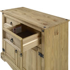 Gray Wash / Antique Brown Pine Wood Buffet Sideboard, 1-Person Assembly