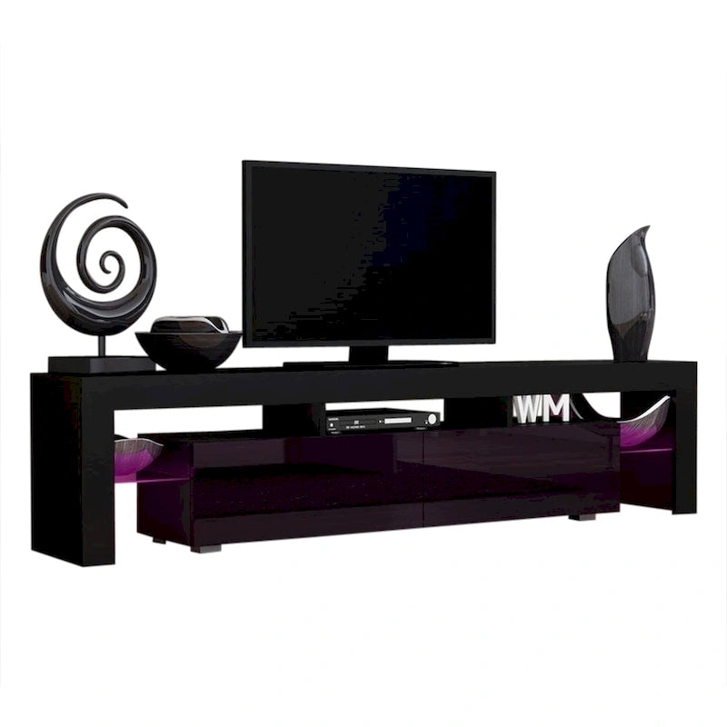 Multi-Color 79" Modern TV Stand with LED Lights – Single