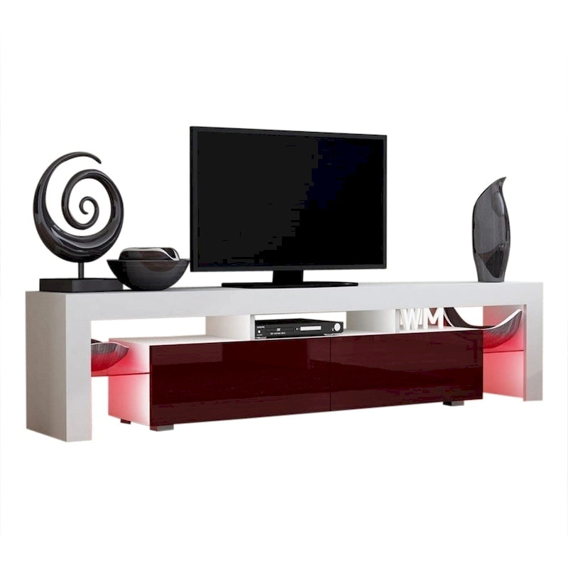 Multi-Color 79" Modern TV Stand with LED Lights – Single