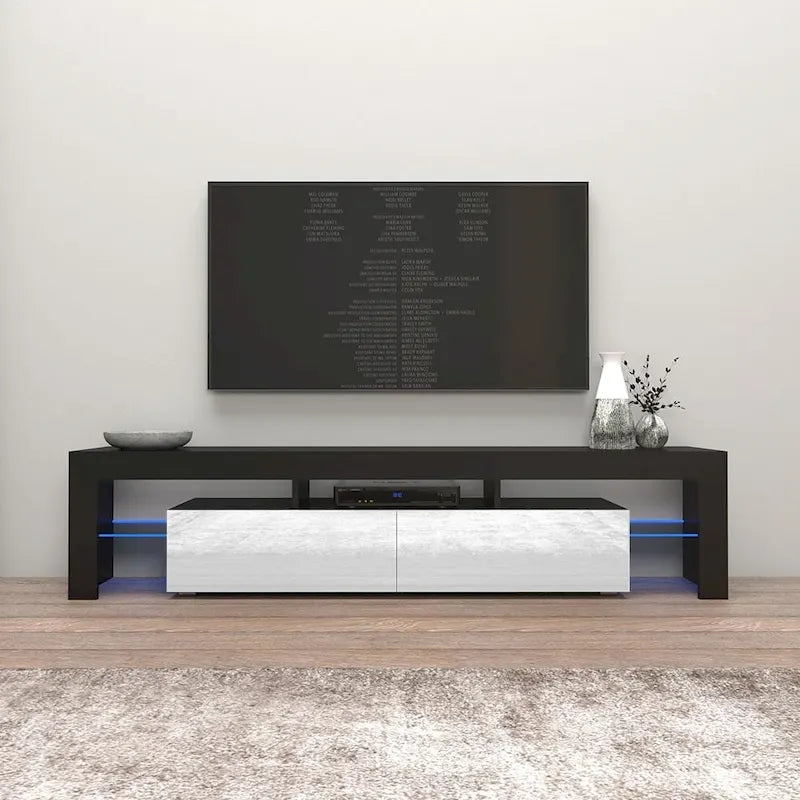 Multi-Color 79" Modern TV Stand with LED Lights – Single