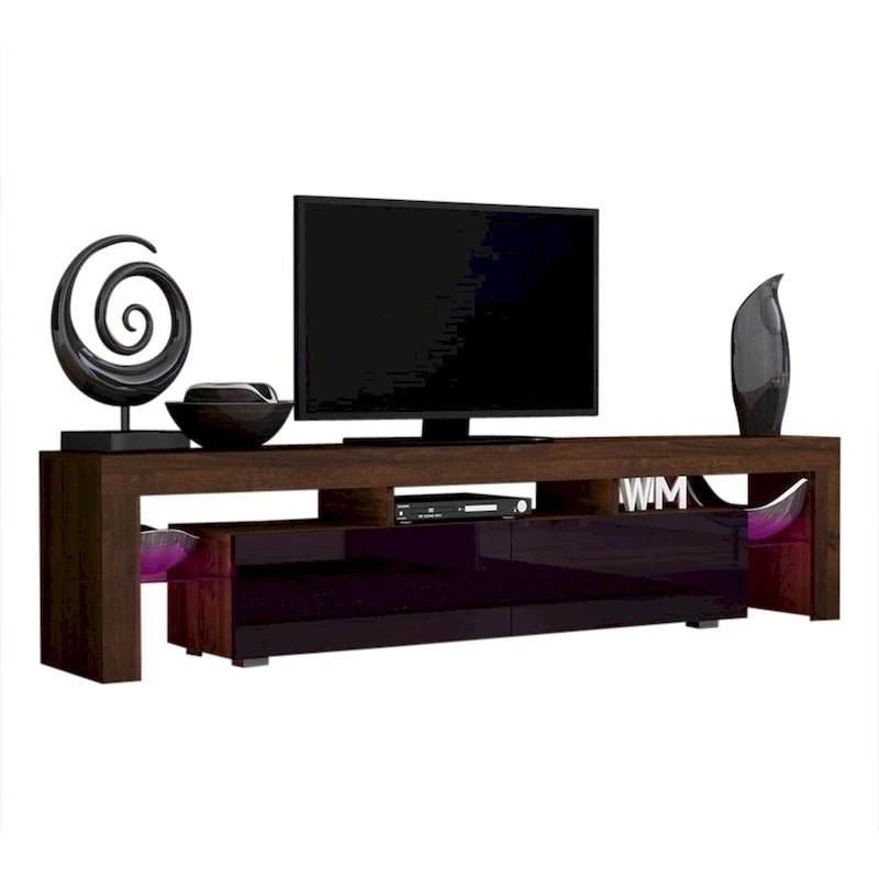 Multi-Color 79" Modern TV Stand with LED Lights – Single