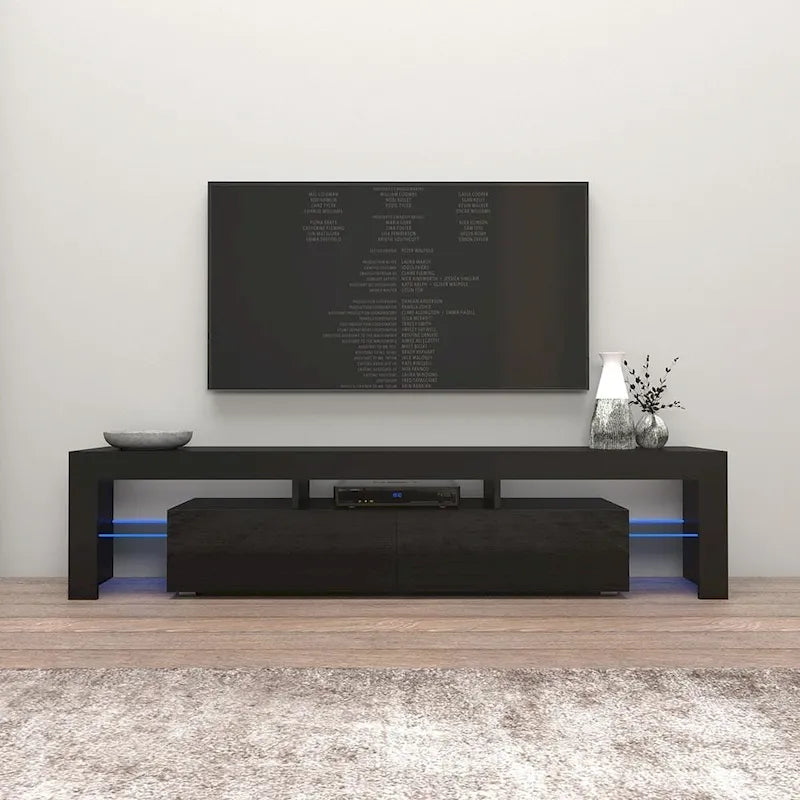 Multi-Color 79" Modern TV Stand with LED Lights – Single