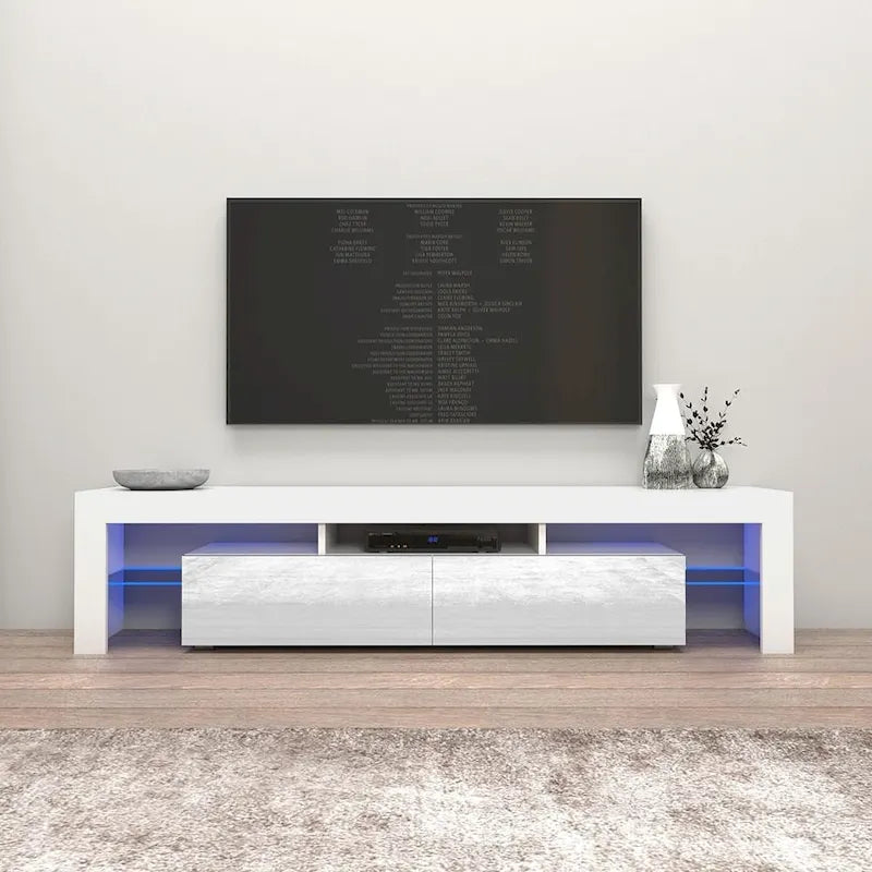 Multi-Color 79" Modern TV Stand with LED Lights – Single