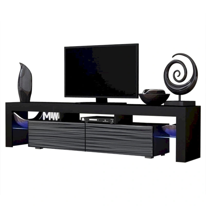 Multi-Color 79" Modern TV Stand with LED Lights – Single