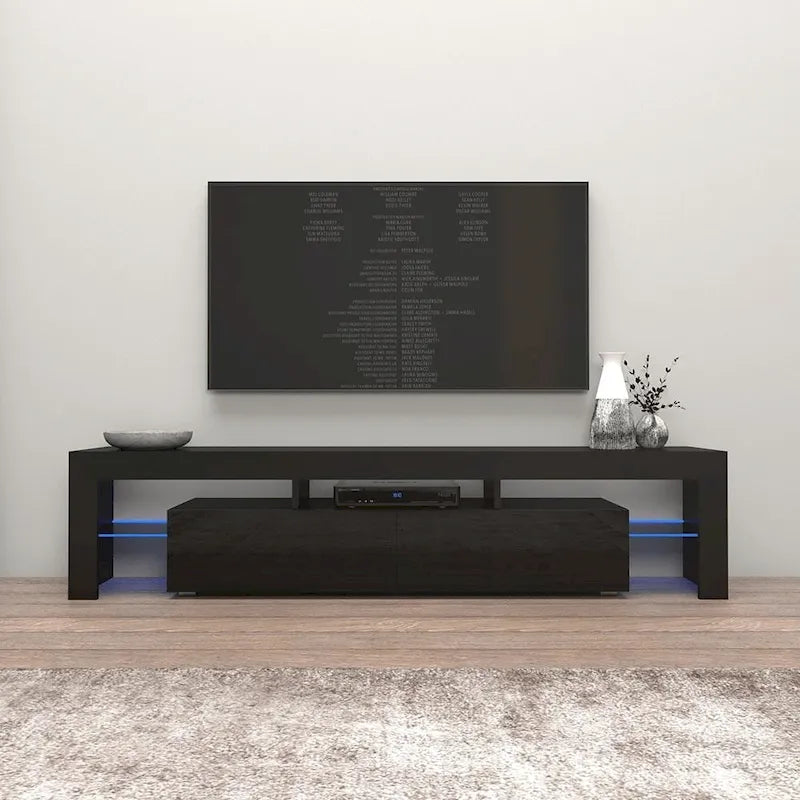 Multi-Color 79" Modern TV Stand with LED Lights – Single