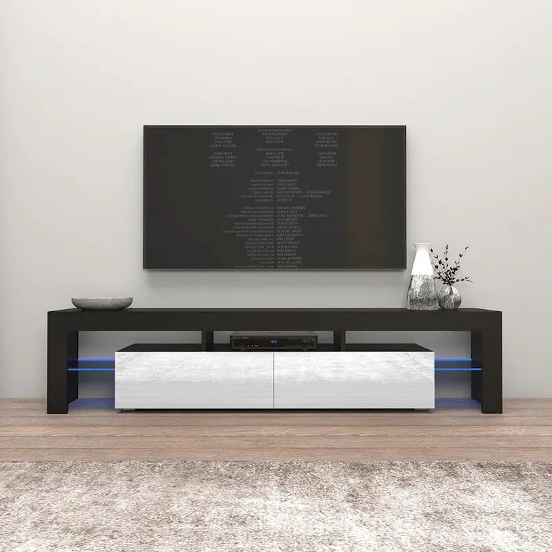 Multi-Color 79" Modern TV Stand with LED Lights – Single