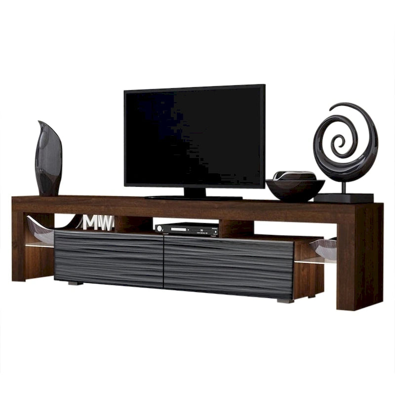 Multi-Color 79" Modern TV Stand with LED Lights – Single