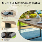 7-Piece Outdoor Dining Set, Brown & Black, Rectangular Table with 6 Metal Chairs, Seats 6