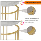 Cold Jadeite / Black / Gold 2-Tier Round Sintered Stone Side Table, 1-Person