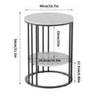 Cold Jadeite / Black / Gold 2-Tier Round Sintered Stone Side Table, 1-Person