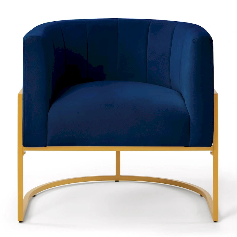 Navy / Black / Cream / Emerald Velvet Accent Chair, Gold Frame, Single