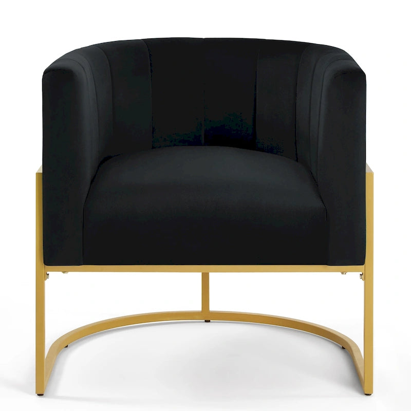 Navy / Black / Cream / Emerald Velvet Accent Chair, Gold Frame, Single