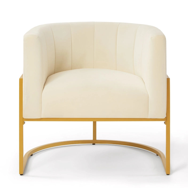 Navy / Black / Cream / Emerald Velvet Accent Chair, Gold Frame, Single