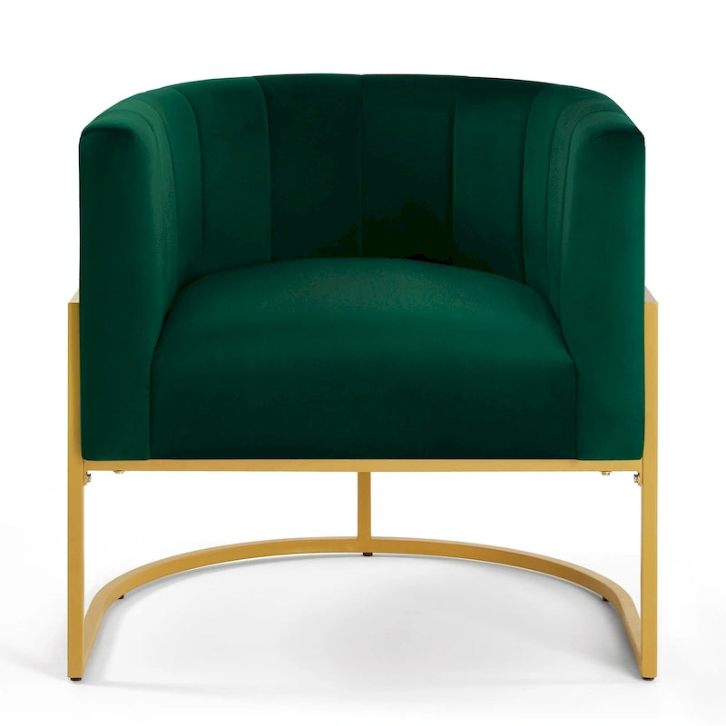 Navy / Black / Cream / Emerald Velvet Accent Chair, Gold Frame, Single