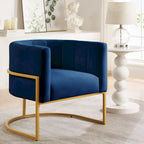 Navy / Black / Cream / Emerald Velvet Accent Chair, Gold Frame, Single