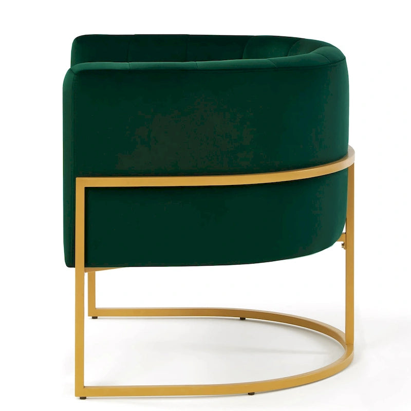 Navy / Black / Cream / Emerald Velvet Accent Chair, Gold Frame, Single