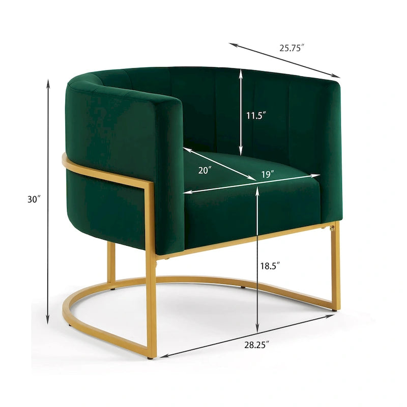 Navy / Black / Cream / Emerald Velvet Accent Chair, Gold Frame, Single
