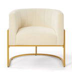 Navy / Black / Cream / Emerald Velvet Accent Chair, Gold Frame, Single