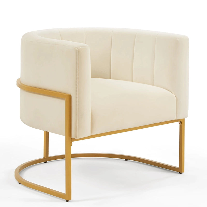 Navy / Black / Cream / Emerald Velvet Accent Chair, Gold Frame, Single
