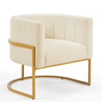 Navy / Black / Cream / Emerald Velvet Accent Chair, Gold Frame, Single