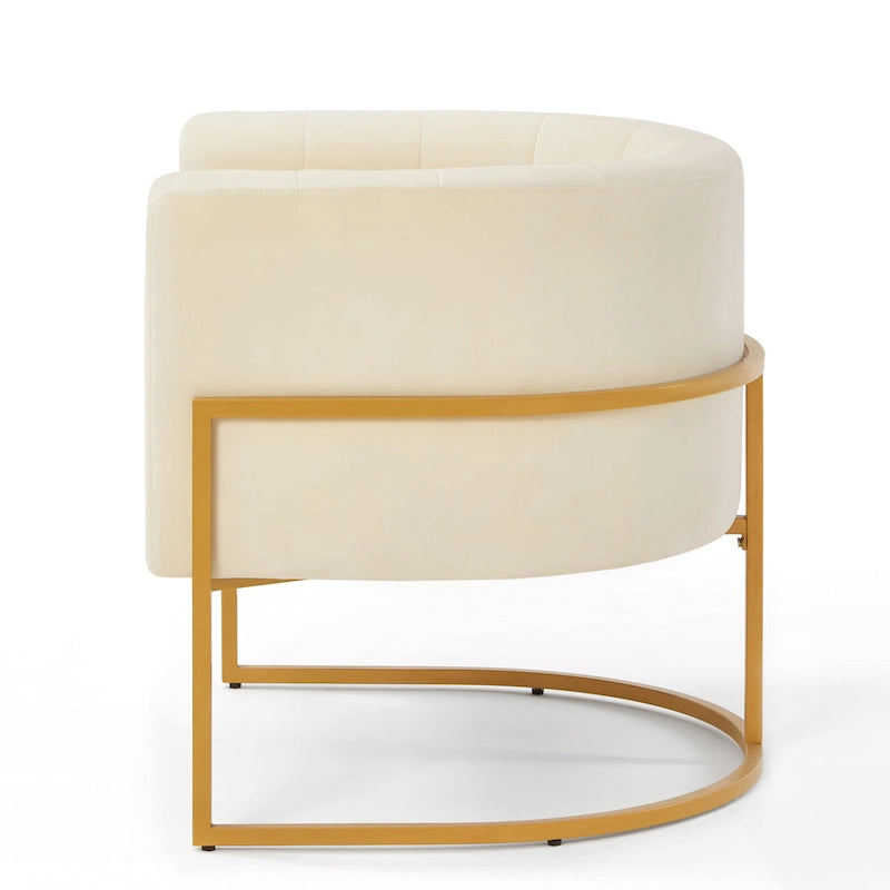 Navy / Black / Cream / Emerald Velvet Accent Chair, Gold Frame, Single