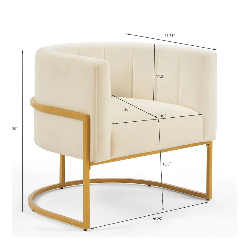 Navy / Black / Cream / Emerald Velvet Accent Chair, Gold Frame, Single