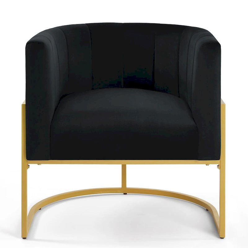 Navy / Black / Cream / Emerald Velvet Accent Chair, Gold Frame, Single