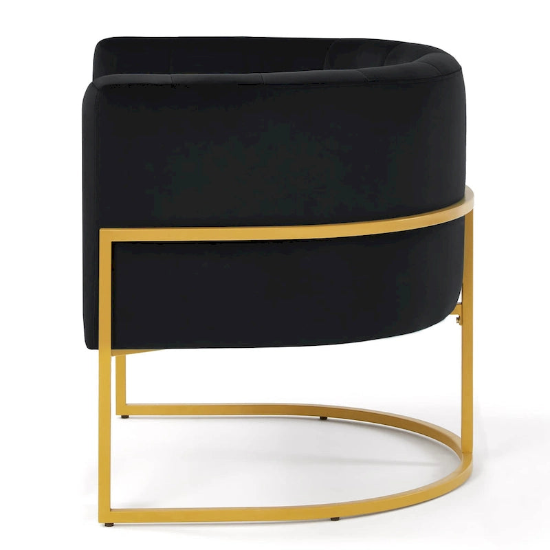 Navy / Black / Cream / Emerald Velvet Accent Chair, Gold Frame, Single
