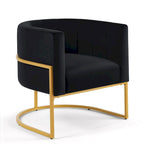 Navy / Black / Cream / Emerald Velvet Accent Chair, Gold Frame, Single