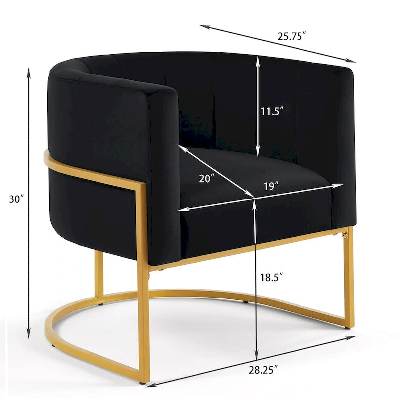 Navy / Black / Cream / Emerald Velvet Accent Chair, Gold Frame, Single