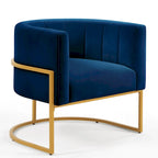 Navy / Black / Cream / Emerald Velvet Accent Chair, Gold Frame, Single
