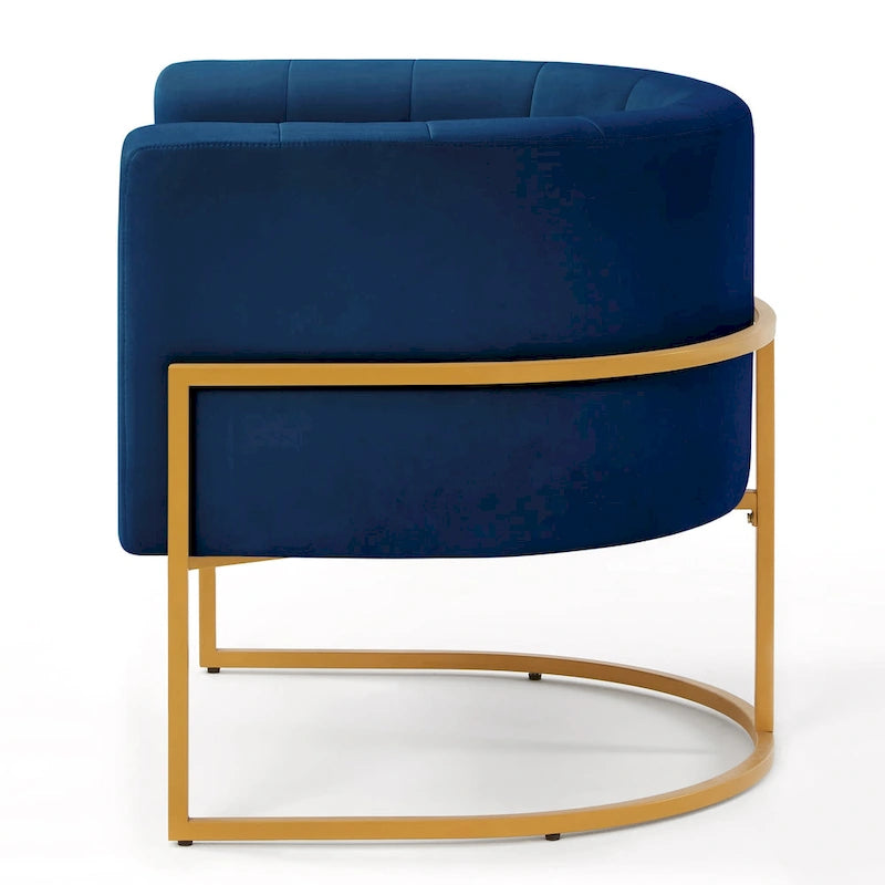 Navy / Black / Cream / Emerald Velvet Accent Chair, Gold Frame, Single