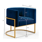 Navy / Black / Cream / Emerald Velvet Accent Chair, Gold Frame, Single