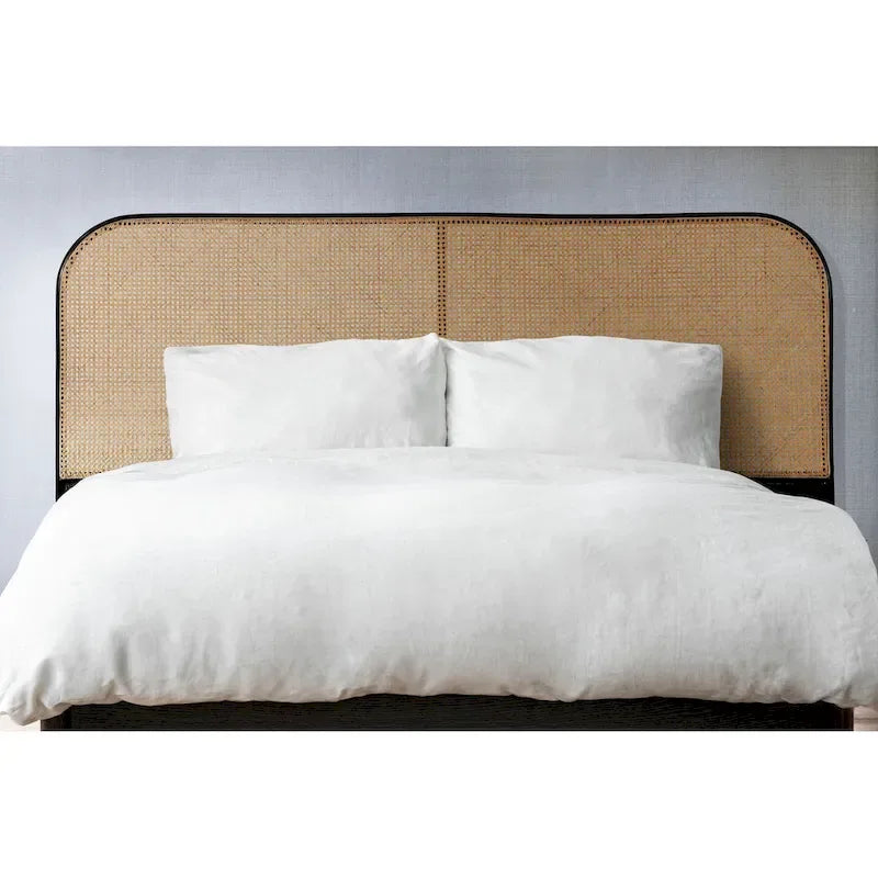 Natural Cane & Teak Curved Headboard, Queen/King, Sleeps 2